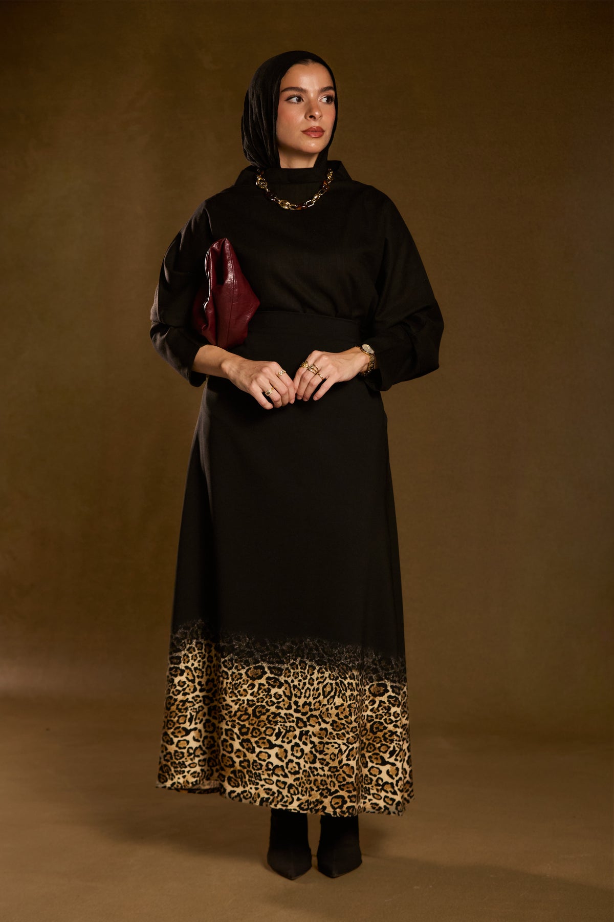 Black Leopard Skirt