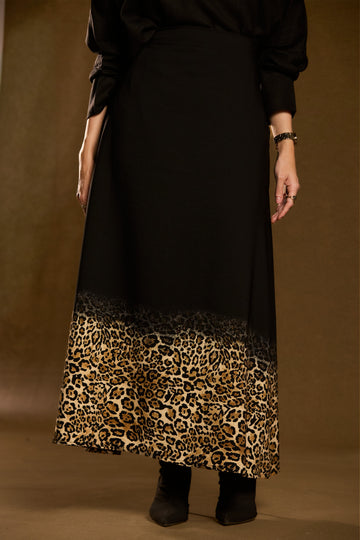 Black Leopard Skirt