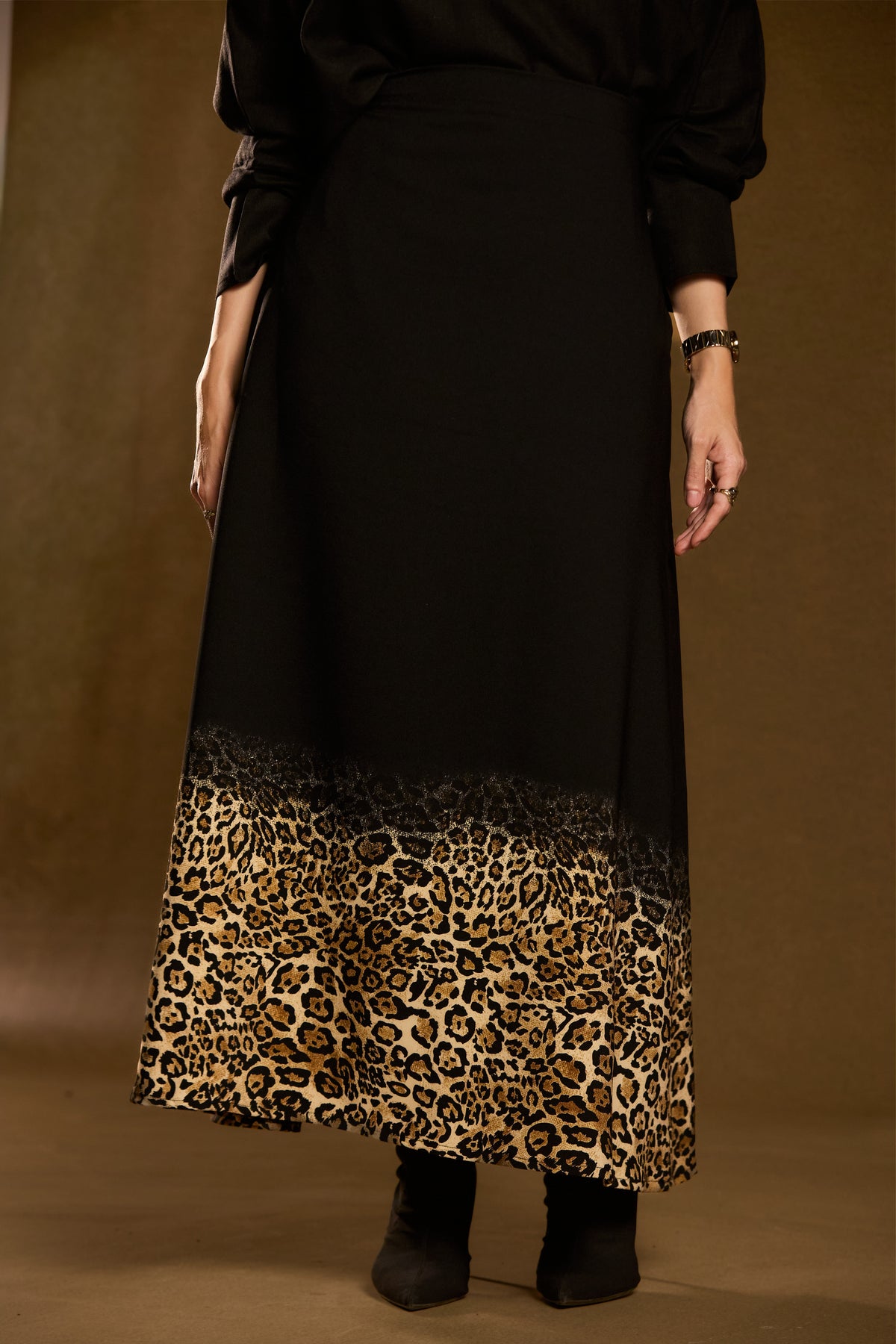 Black Leopard Skirt