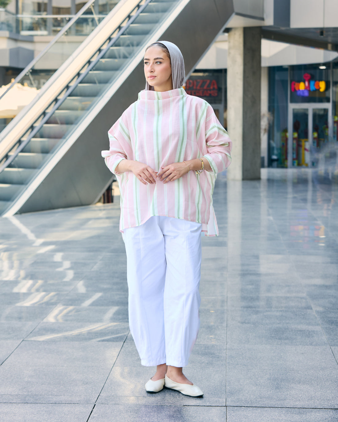 Stripped linen top