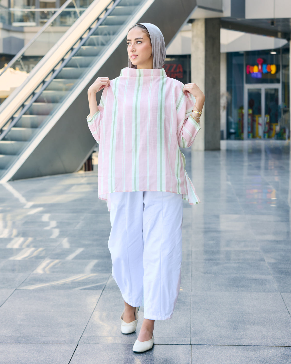 Stripped linen top