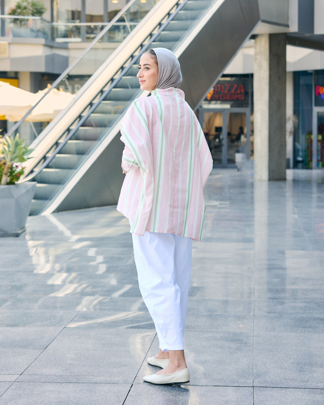 Stripped linen top