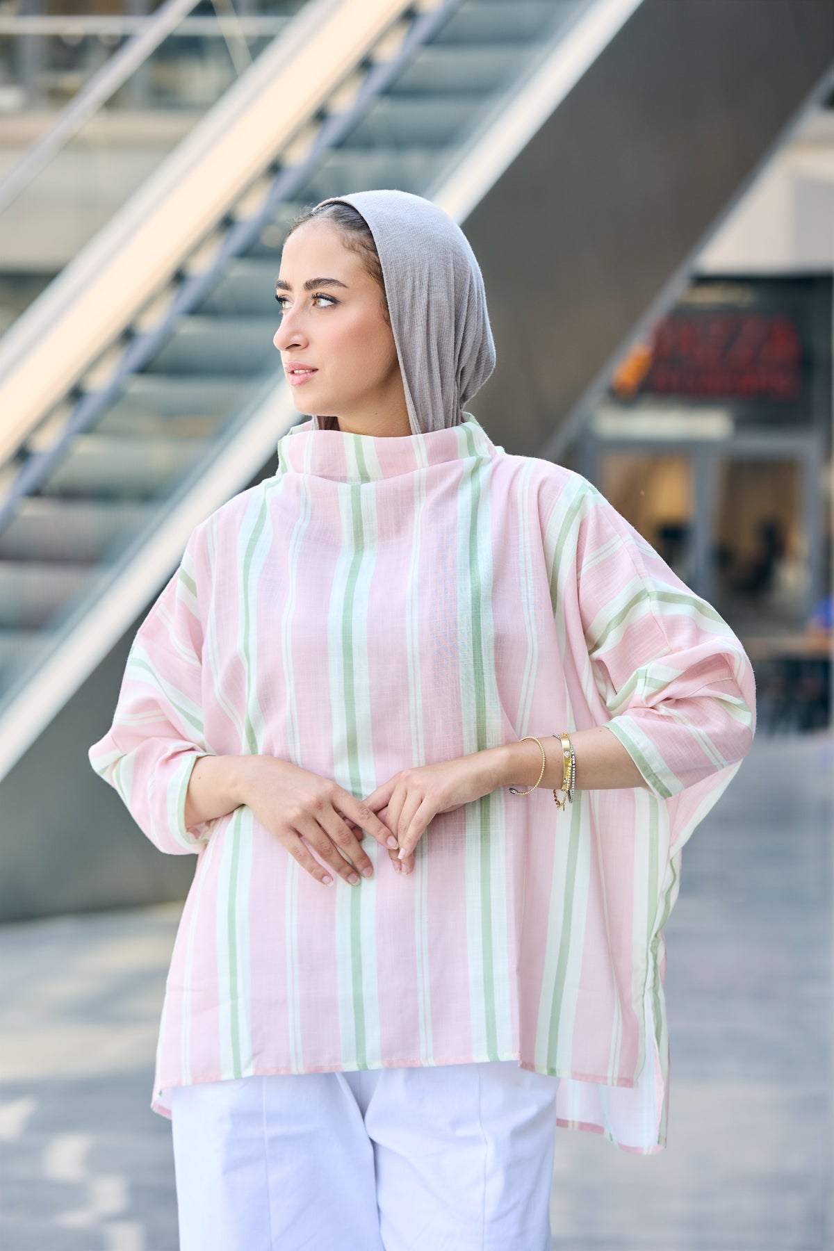 Stripped linen top