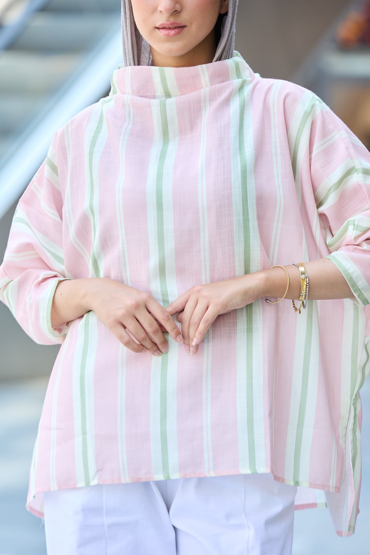 Stripped linen top