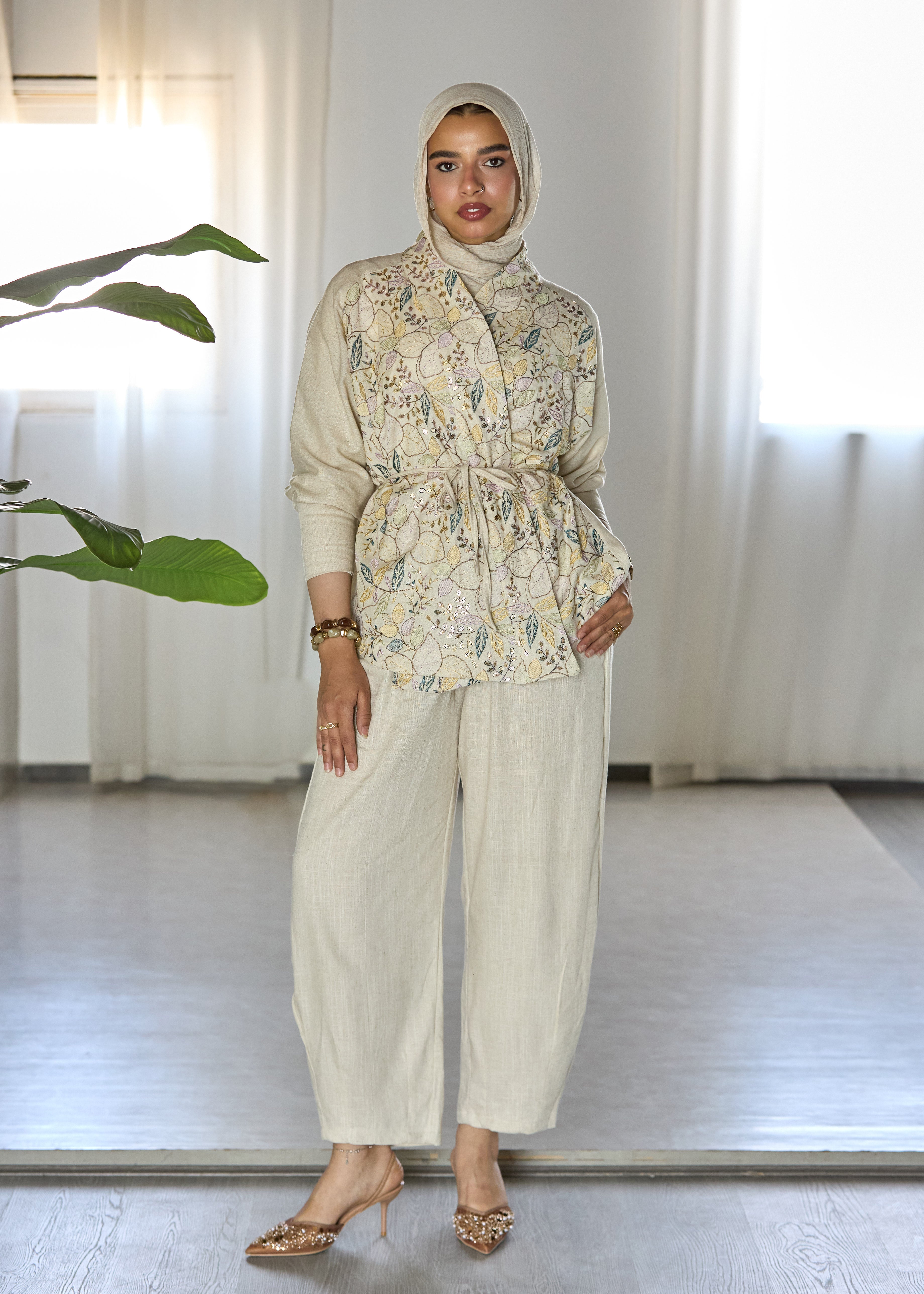 Beige pearl pants