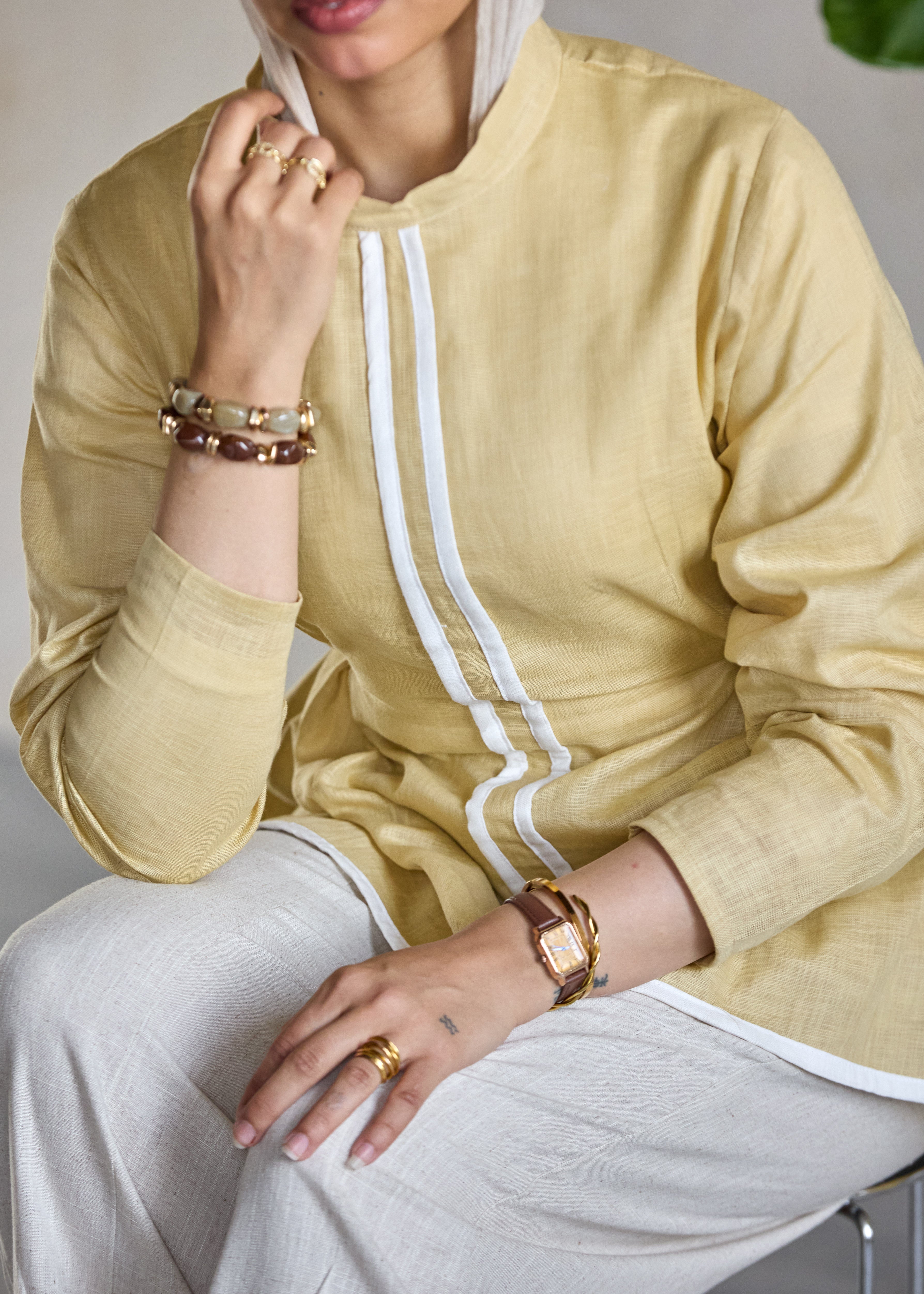 Contrast Line Blouse