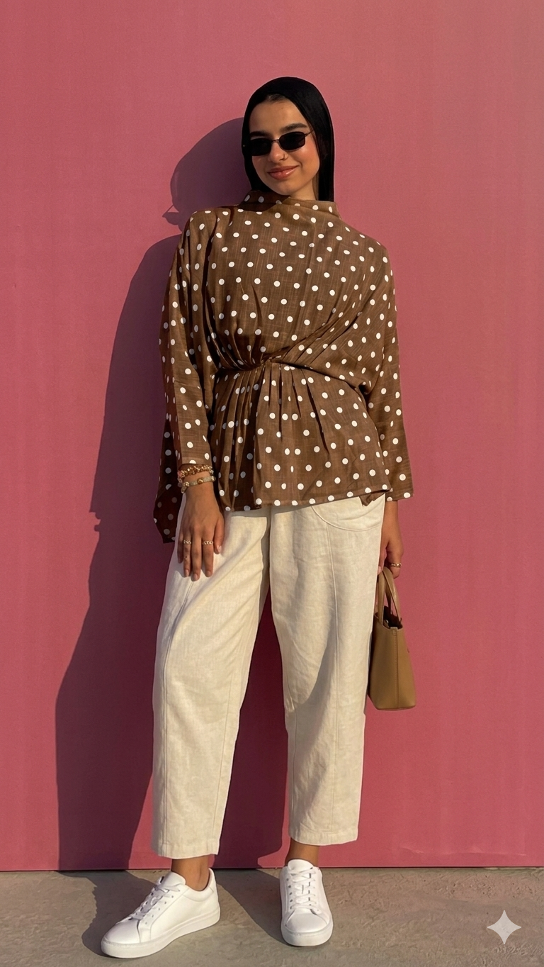 Polkadot linen top