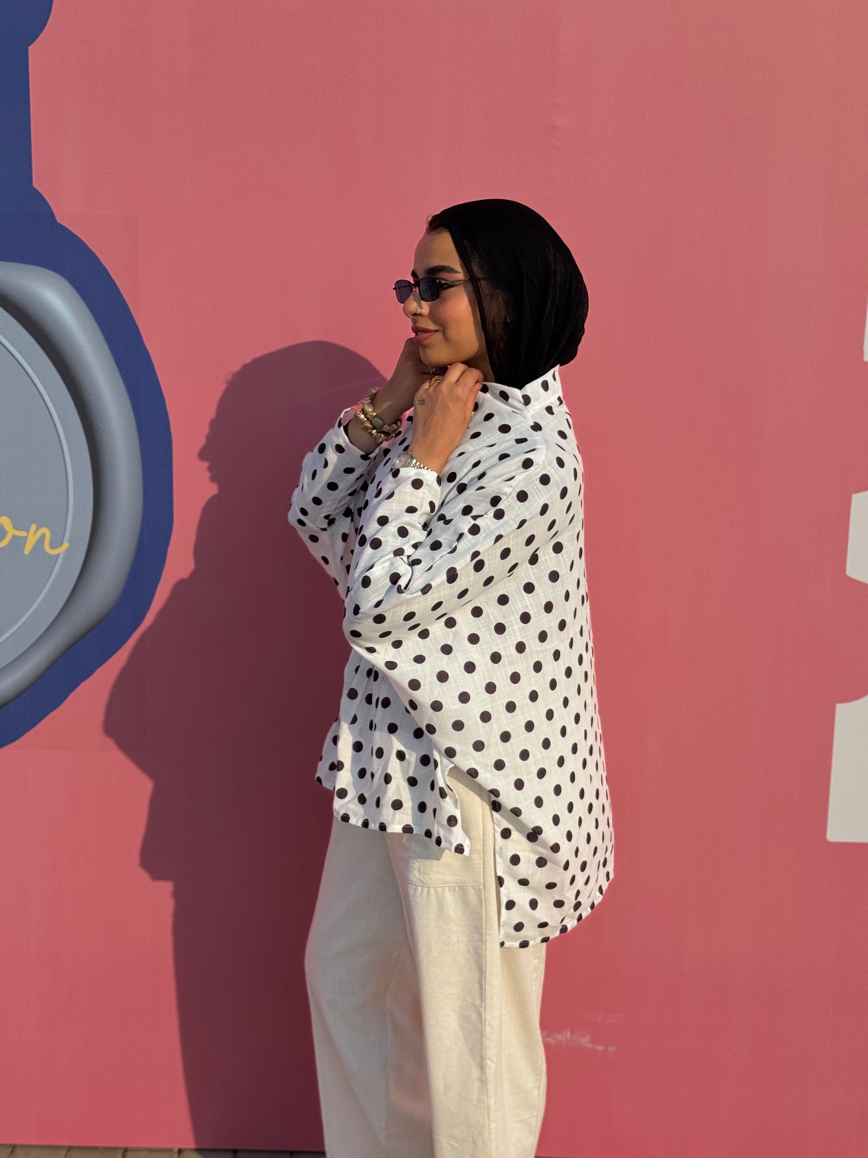 Polkadot linen top