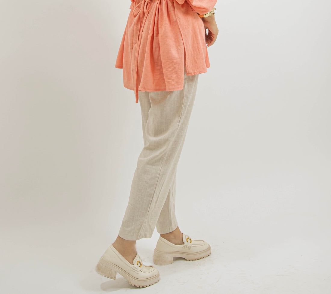 Beige linen pants