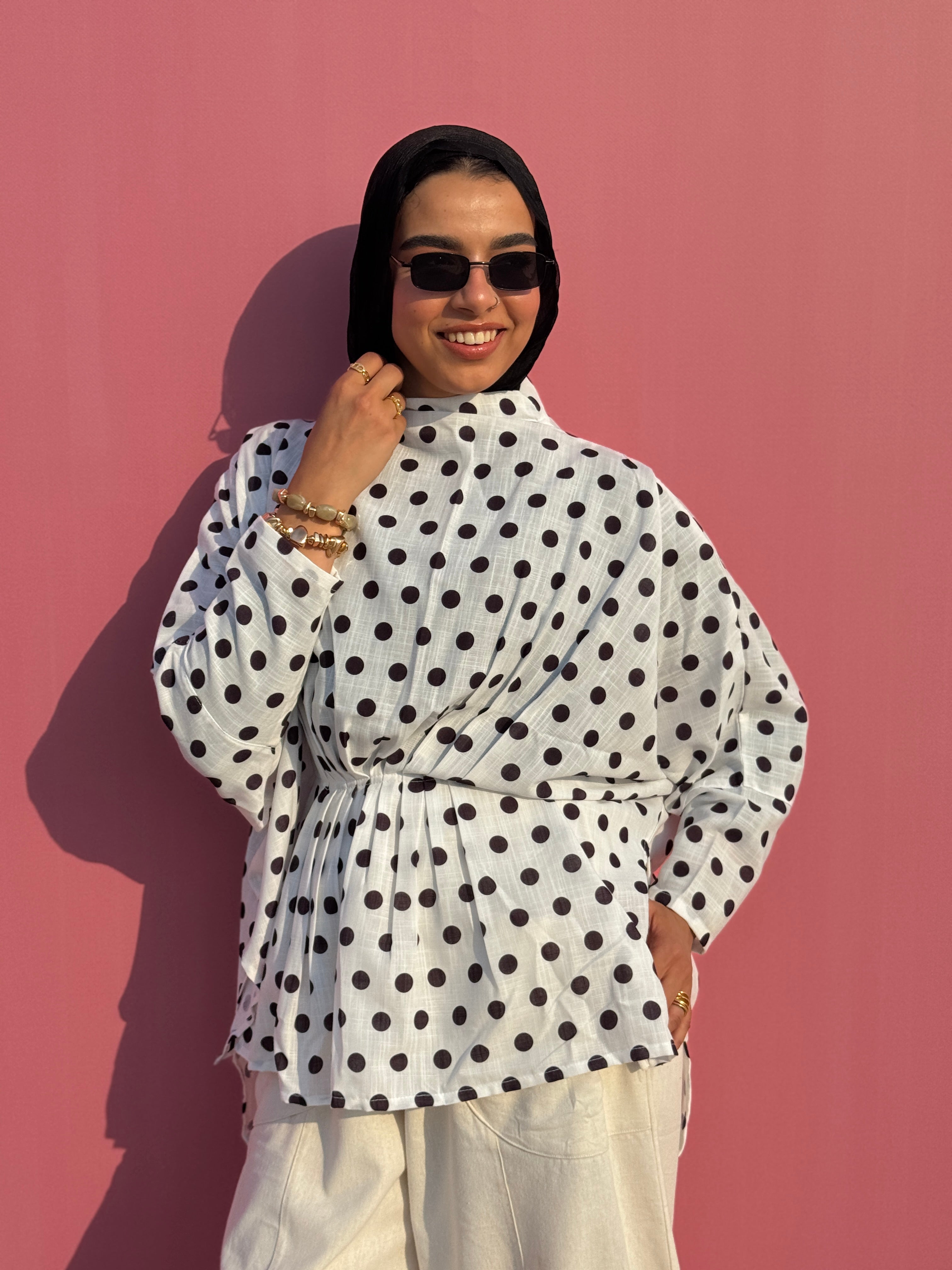 Polkadot linen top