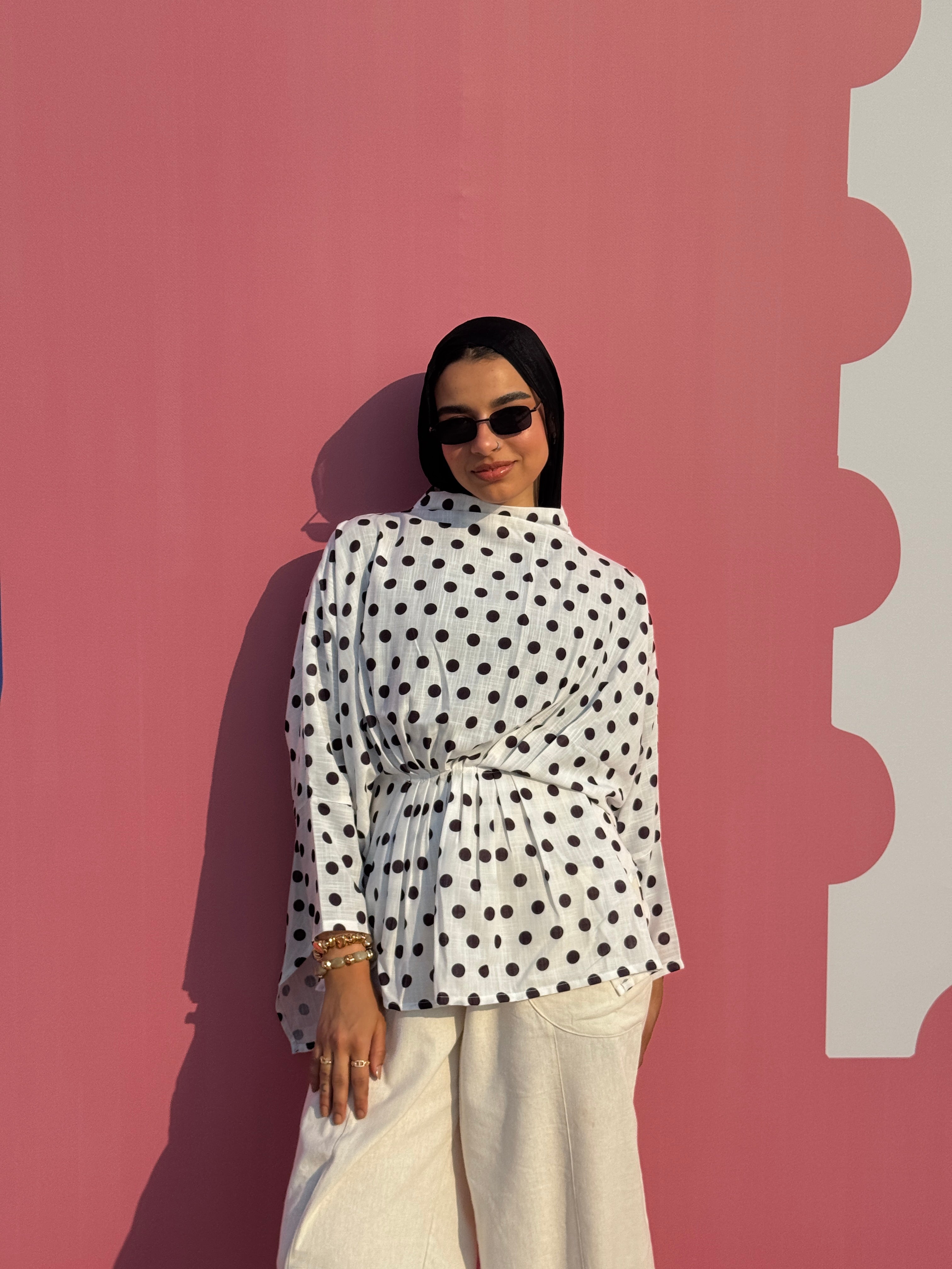 Polkadot linen top