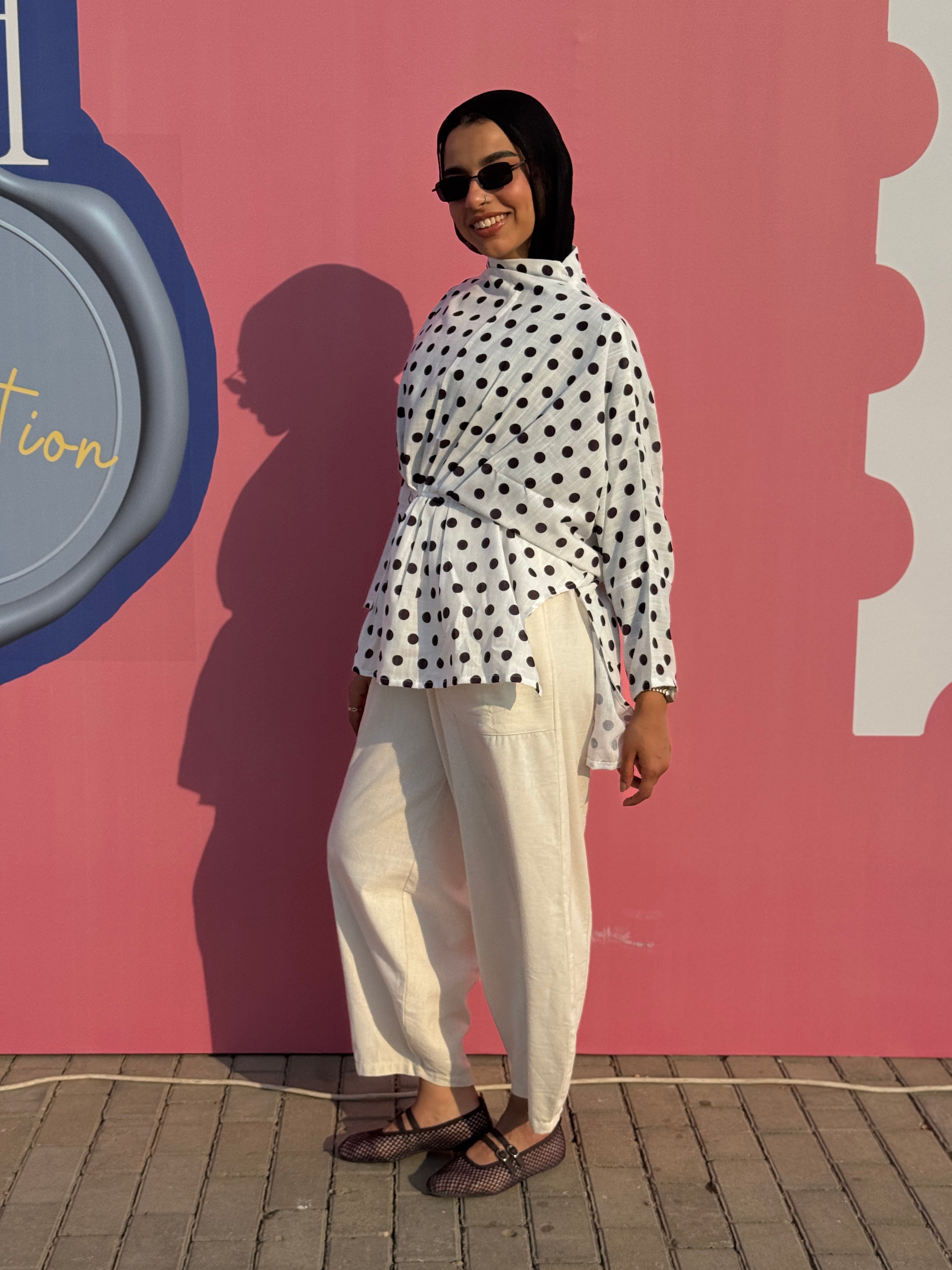 Polkadot linen top