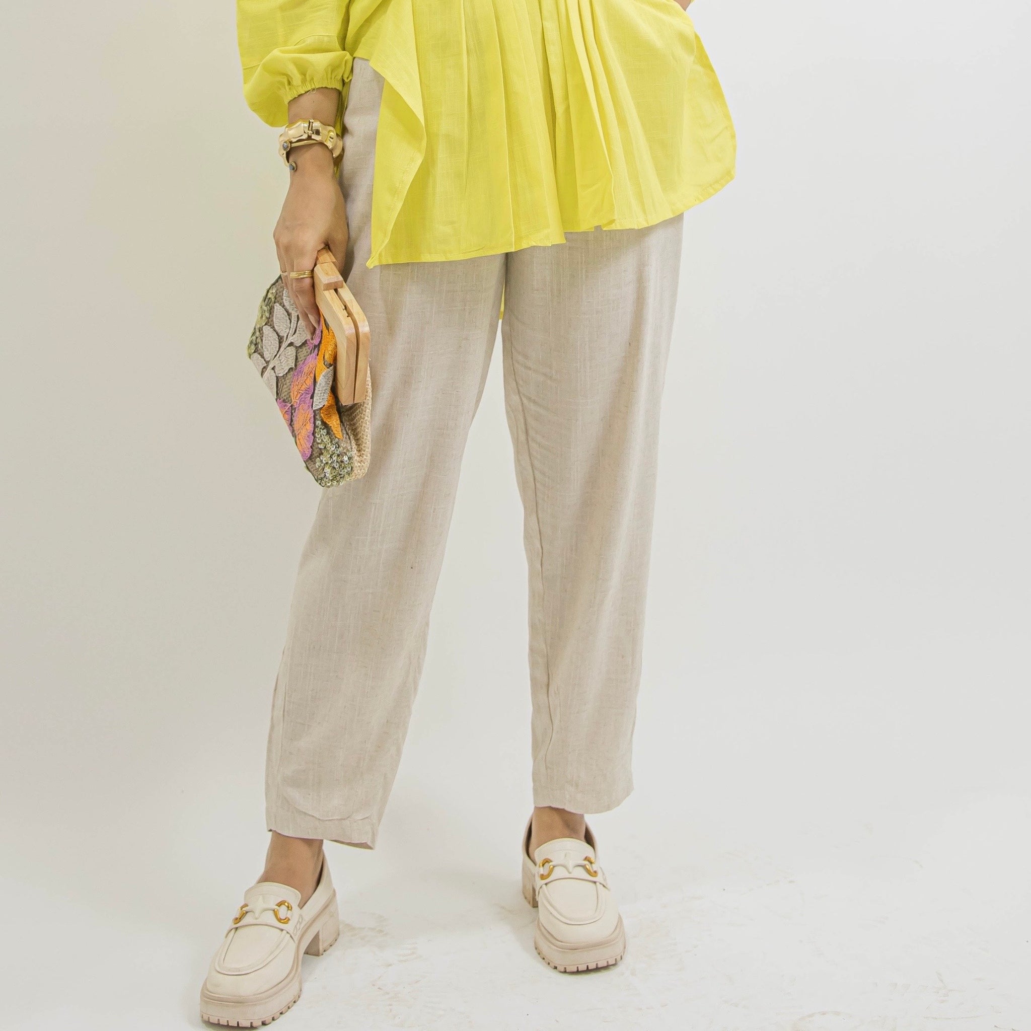 Beige linen pants