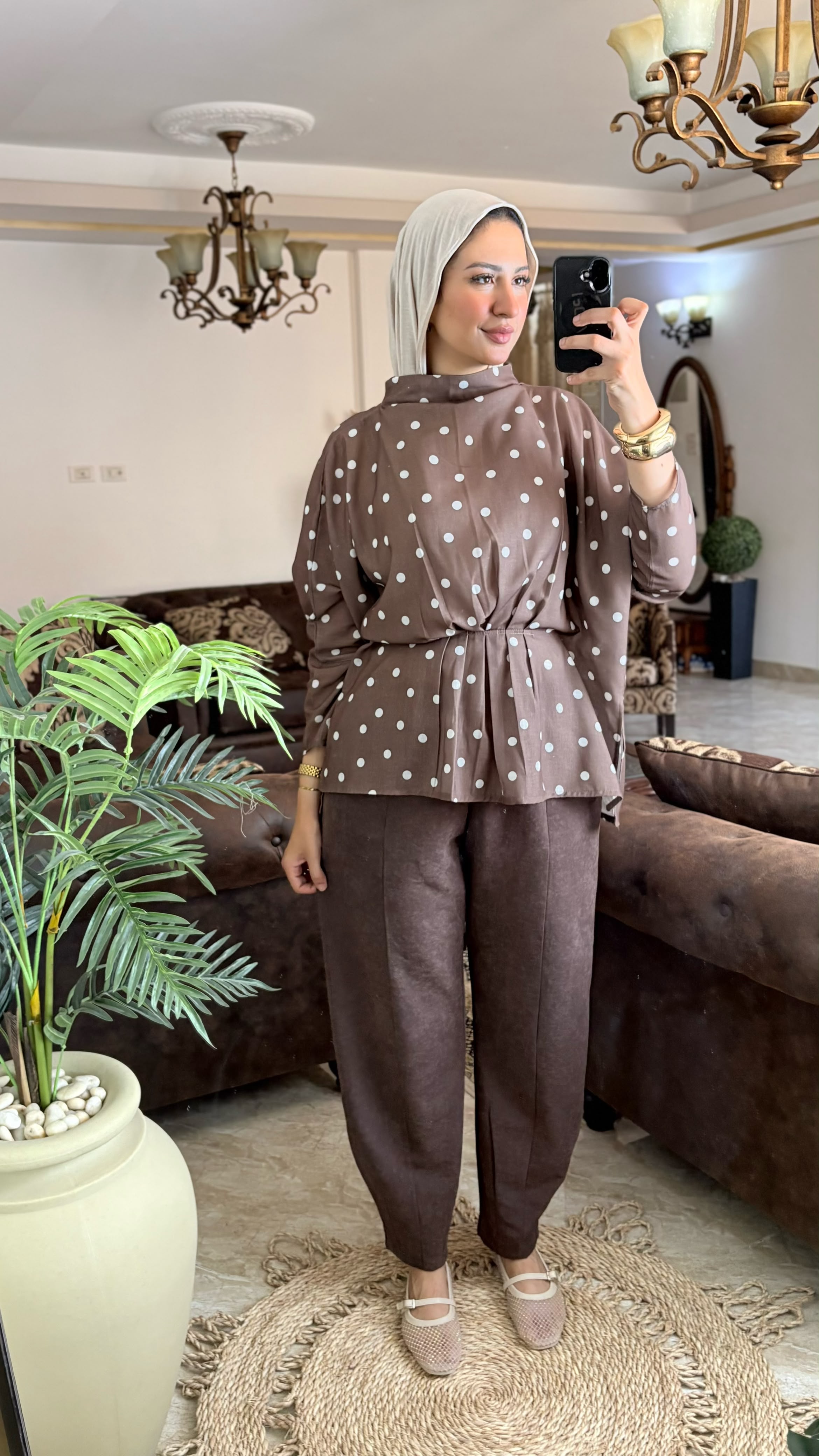 Polkadot linen top