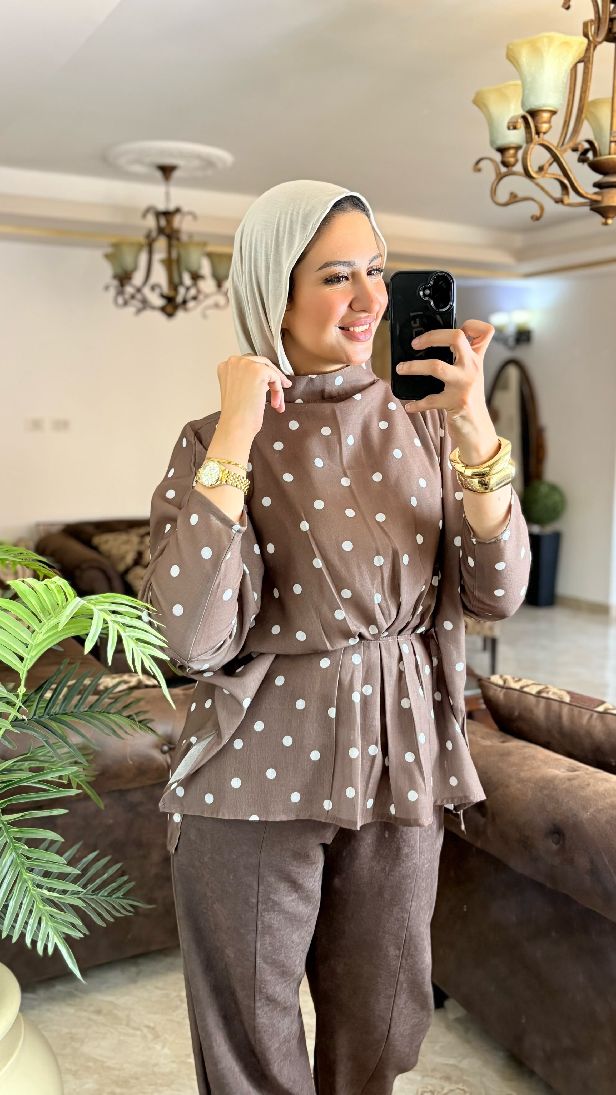 Polkadot linen top