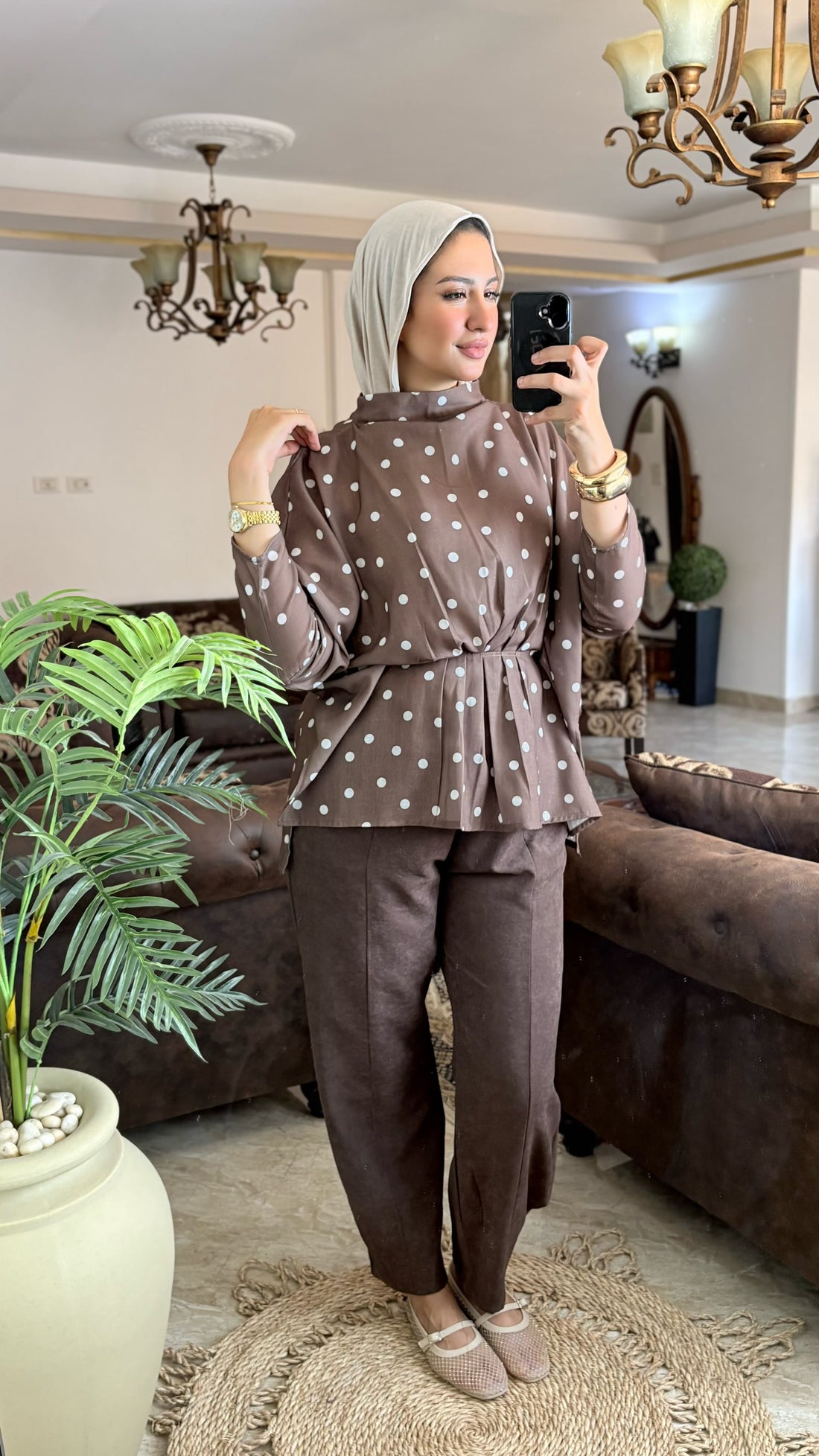 Polkadot linen top