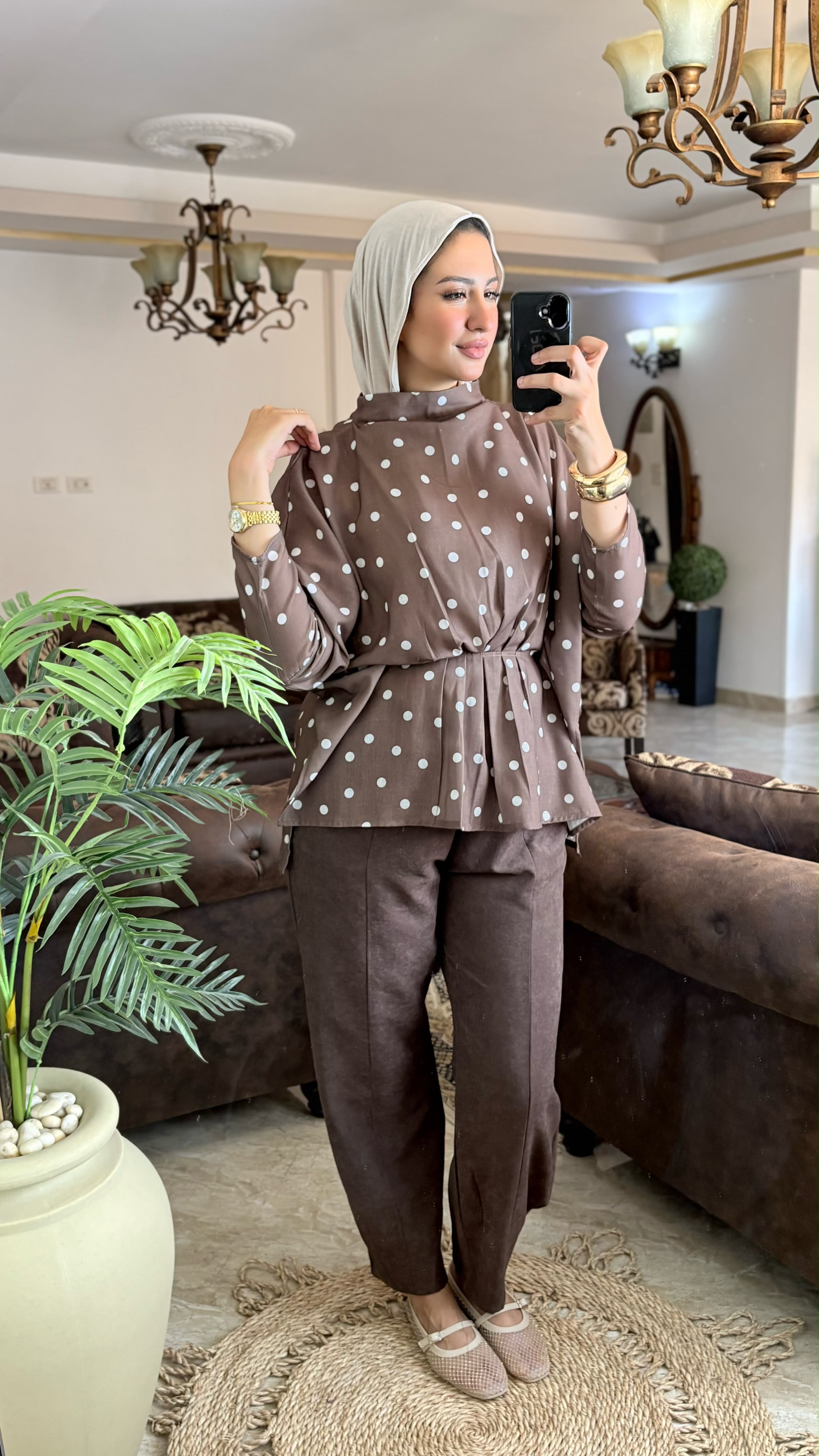 Polkadot linen top