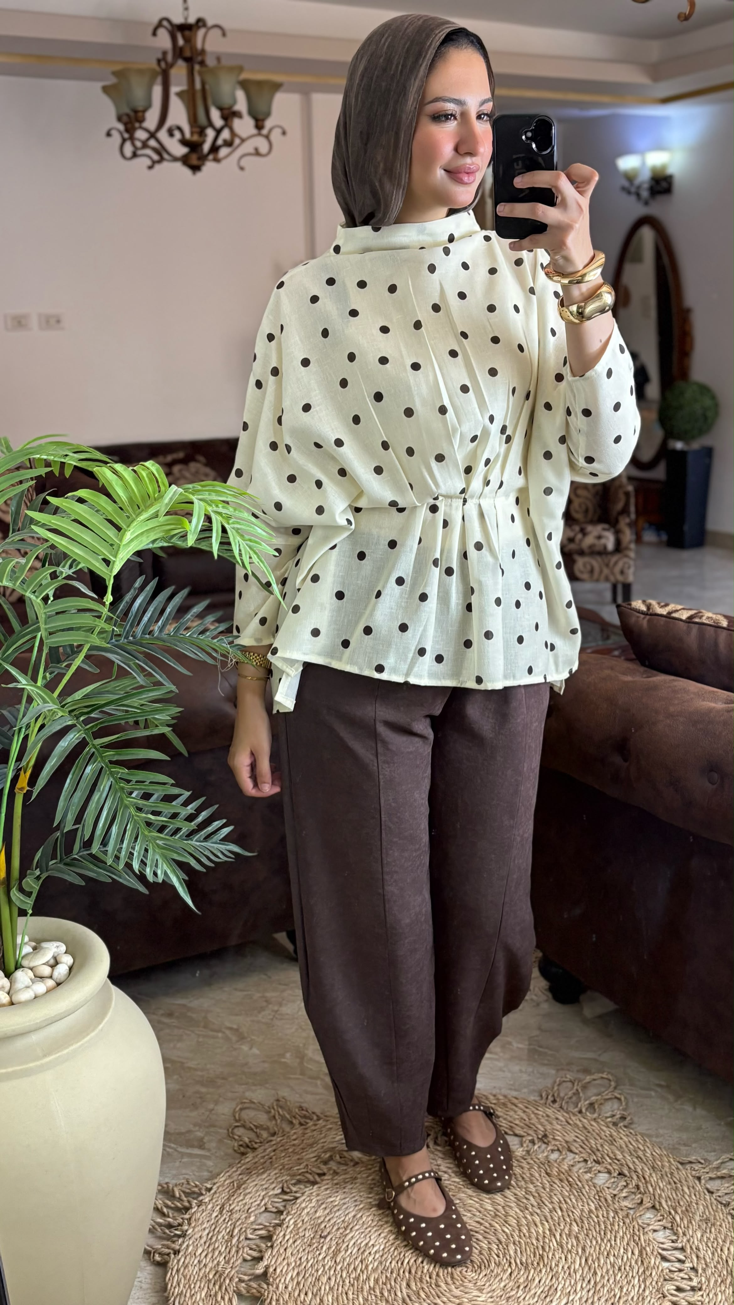 Polkadot linen top