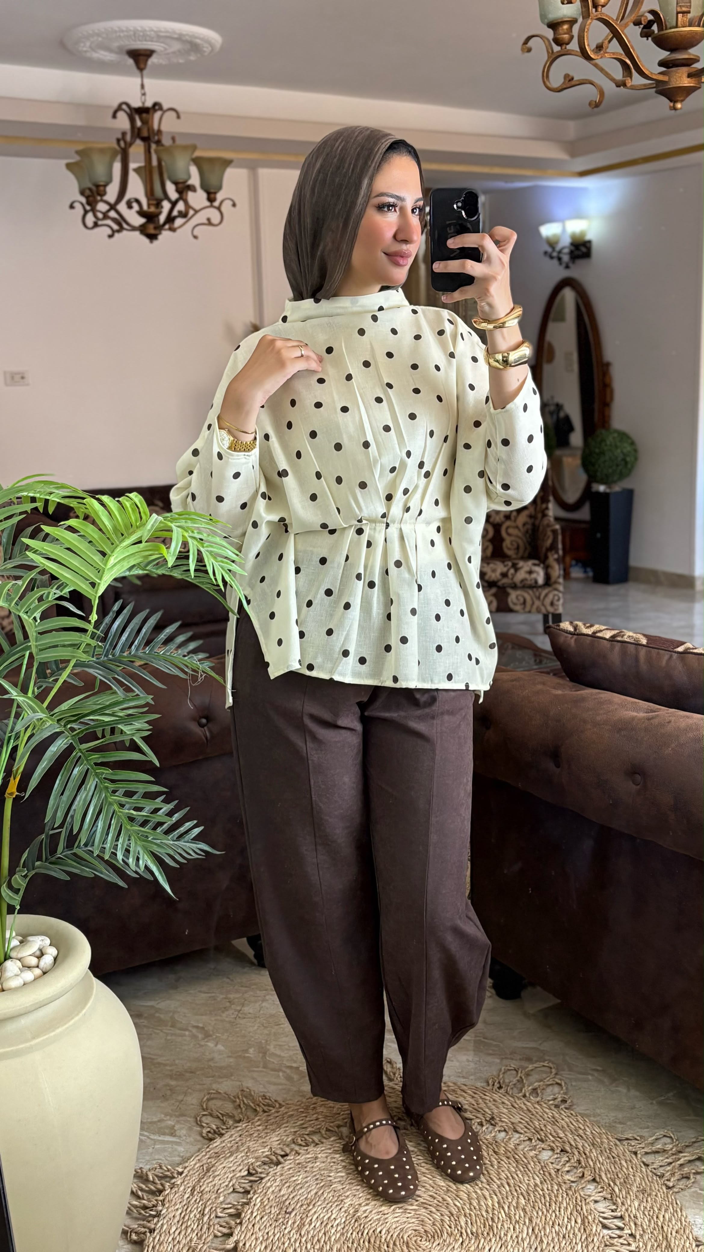 Polkadot linen top