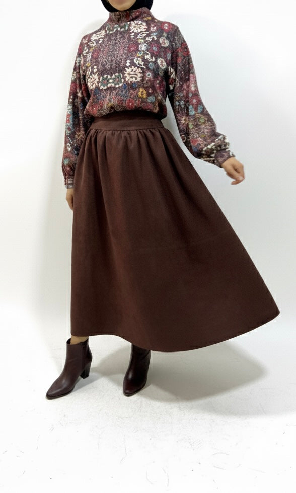 Brown velvet skirt